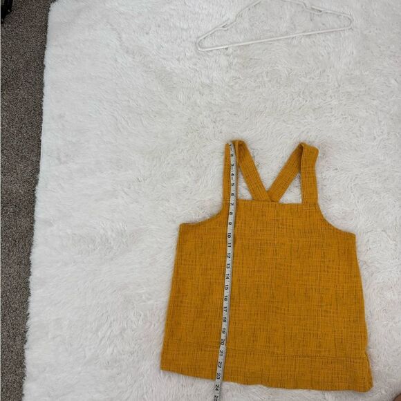 Madewell Mustard Yellow Crepe Square Neck Button Strap Tank Top - Picture 9 of 10